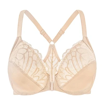 Imagen de MELENECA Sujetador Cierre Delantero Encaje Racerback para Mujer Beige pálido 110C
