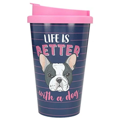 Imagen de Depesche 2180.032 To Go Taza de plástico con texto Life is Better with a Dog, multicolor
