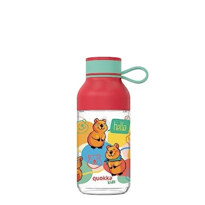 Imagen de Quokka Kids Ice con Colgador Happy 430 ML Botella de Agua Reutilizable Tritan Libre BPA Amplia Apertura para Rellenar y tapón antigoteo