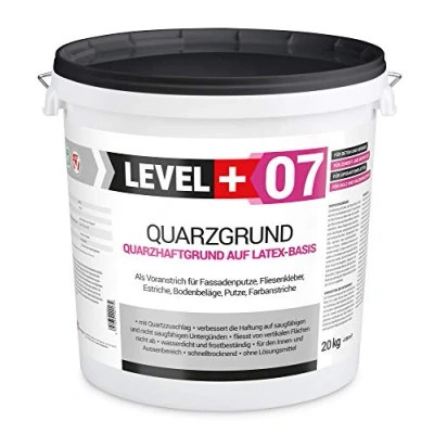 Imagen de LEVEL PLUS 07 imprimación de cuarzo 20 kg, blanca con arena para yeso hormigón, uso en interiores y exteriores, secado rápido resistente a las heladas