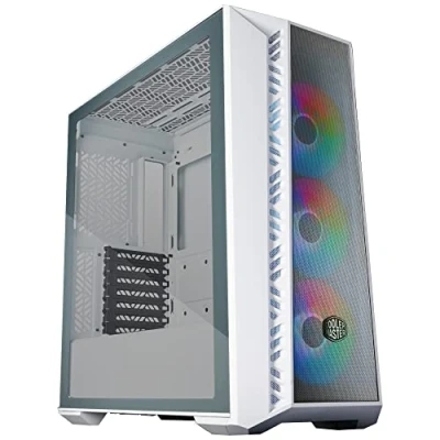 Imagen de Cooler Master MasterBox 520 Mesh Caja PC Media Torre ATX con 3 Ventiladores Preinstalados, Múltiples Configuraciones de Flujo Aire, Paneles Frontal Mallado y Lateral TG, Controlador ARGB Blanco