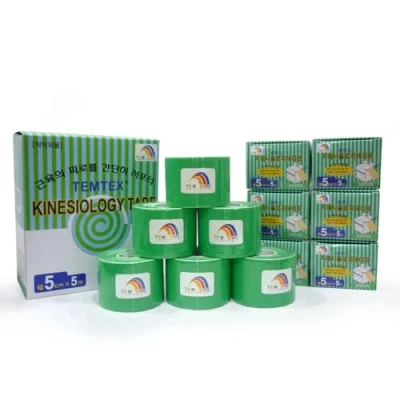 Imagen de Temtex Kinesiology Tape 5x5 6 uds, Talla 5 cm x m, Color Verde