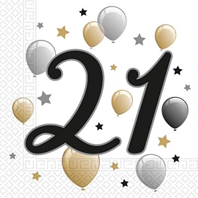 Imagen de Procos 88865 Milestone 21 Servilletas (33 x 33 cm, 20 unidades), diseño de globos