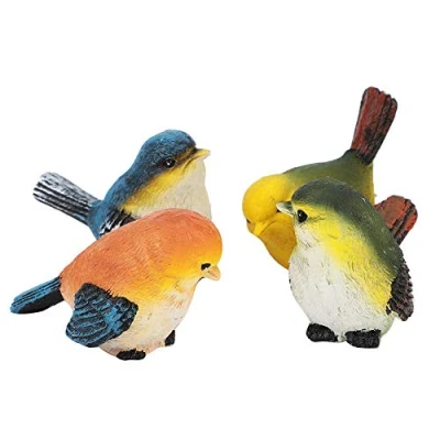 Imagen de DEWIN Bird Decor, Birds Decoration Resin Animal Figurine Césped Jardín Adornos de Patio 4PCS