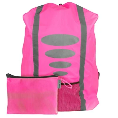 Imagen de Eazy Case Mochila Escolar, protección contra la Lluvia, Funda con Rayas Reflectantes, para Impermeable Reflector y Bolsillo Mayor Seguridad en Carretera, Color Rosa