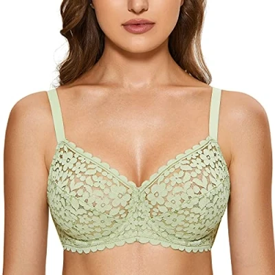 Imagen de DOBREVA Sujetador Encaje Reductor con Aros sin Relleno para Mujer Aguacate Verde 110D