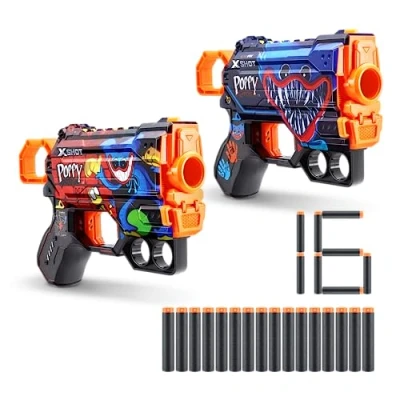 Imagen de X Shot Skins Menace Poppy Playtime Dart Blaster 2PK Jumpscare + Toony, 16 Dardos por ZURU