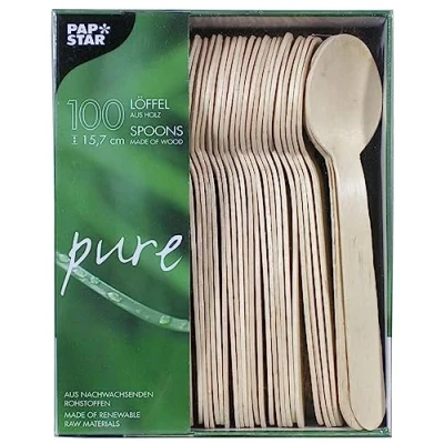Imagen de Esmeyer PAPSTAR 100 Löffel, Holz Pure 15,7 cm Cucharas de Cocina, Multicolor