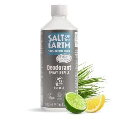 Imagen de Natural Deodorant Refill for Men by Salt of the Earth, Pure Armour Vetiver &amp; Citrus Vegan, Long Lasting Protection, Leaping Bunny Approved, Made in UK 500ml