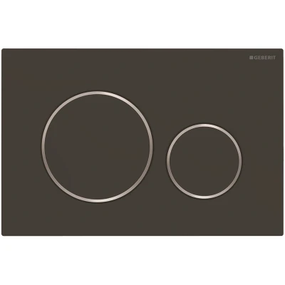 Imagen de Geberit B01AME2AYC Sigma 20 115882141 pulsador de pulsación (2 descargas, delantero, placa + botones negro mate, rayas cromadas), 24.6x1.5x16.4 cm