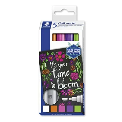 Imagen de STAEDTLER 344 C5 Design Journey Marcadores de tiza líquida (5 unidades), colores surtidos