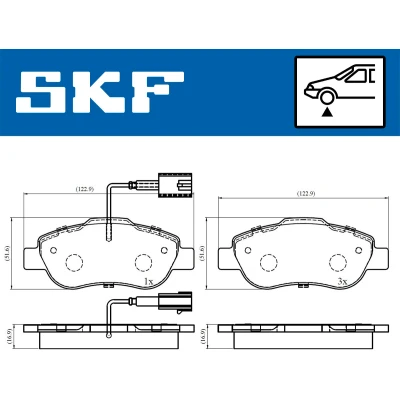 Imagen de SKF VKBP 80313 E Juego de pastillas freno con contacto avisador desgaste FIAT: Panda III Hatchback