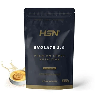 Imagen de Aislado de Proteína Suero HSN Evolate 2.0 Sabor Natillas 500 g = 17 Tomas por Envase Whey Protein Isolate CFM + Enzimas Digestivas No GMO, Vegetariano, Sin Gluten ni Soja