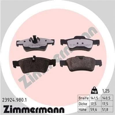 Imagen de ZIMMERMANN 23924.980.1 Juego de pastillas freno preparado para indicador desgaste Foto correspondiente a la entrega MERCEDES BENZ: Clase ML