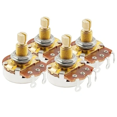 Imagen de Musiclily Pro Eje de Latón Corto Métrico A500K Potenciómetros Audio Split Shaft Poti para Guitarra Eléctrica Bajo (Set 4)