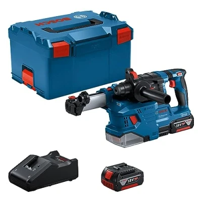 Imagen de Bosch Professional 18V System martillo perforador a batería GBH 22 (con SDS plus, incl. 2 baterías de 4,0 Ah, cargador GAL 40, cepillos anillo, GDE 12, en L BOXX)