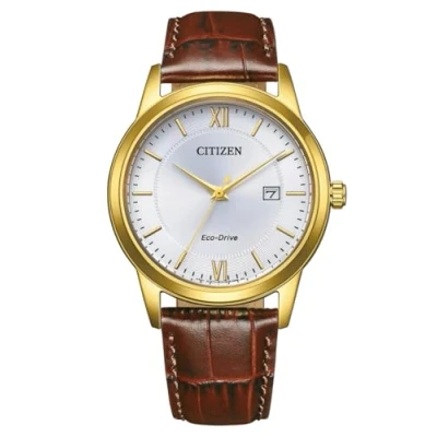 Imagen de CITIZEN Eco Drive AW1782 11A Reloj solar para hombre con correa de piel cocodrilo, color dorado y plateado