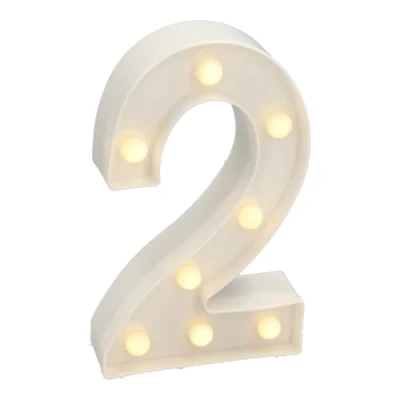 Imagen de Jandei números luminosos LED, número 2 con luz blanca cálida, luces led decoración y ambiente, nocturna bodas, cumpleaños, escaparates, letras (funcionan pilas)