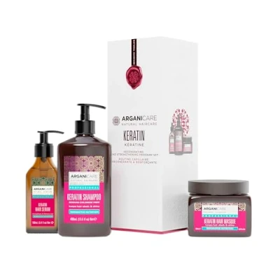 Imagen de ARGANICARE Champú + Máscara Suero Queratina Regenera intensamente el Cabello Previene y trata las puntas abiertas suave brillante Fabricado en Francia 400 ml 500 100