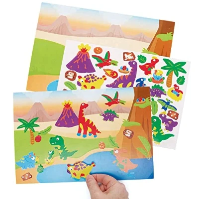 Imagen de Baker Ross FC806 Escenas con pegatinas de Dinosaurios Juego 5 para niños