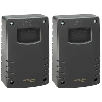 Imagen de Oktaplex Bela set de 2 interruptores crepusculares exterior con temporizador desconexión IP65 230V antracita sensor crepuscular regulable