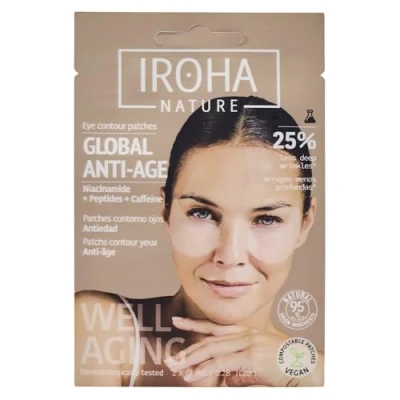 Imagen de Iroha Nature Parches Ojos Antiedad Niacinamida, Cafeína y Péptidos Reducción Arrugas, Líneas de Expresión, Bolsas OjerasHidratación con Ácido Hialurónico Vegano 100% Biodegradable
