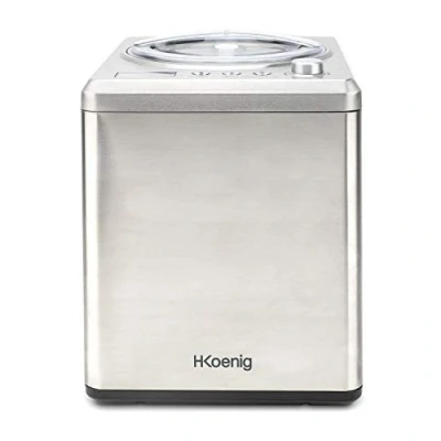 Imagen de H.Koenig HF340 Máquina Para Hacer Helados Caseros y Sorbetes Profesionales, Heladera Con Compresor, 180 W, 2 Litros, Preparación 30 Mins, Pantalla LCD, Conservación En Frío, Acero Inoxidable