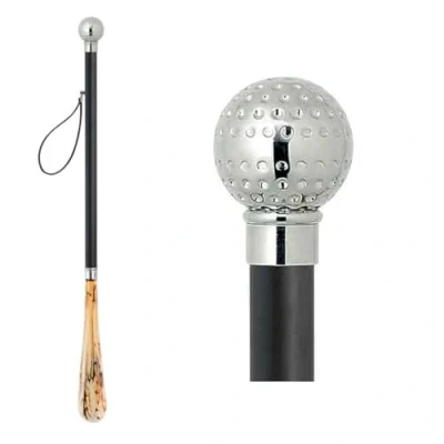 Imagen de Calzador de diseño (70 cm, con bola golf plateada, mango madera), color negro