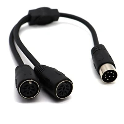 Imagen de LOKEKE cable divisor DIN MIDI de 8 pines, pines DIMI macho a 2 hembra y audio compatible con Bang Olufsen PowerLink MK2 (8 pines)