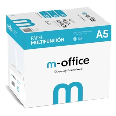 Imagen de Paquete Folios A5 80gr, 5 Paquetes de 500 hojas, Papel Multifunción para Impresora Inkjet y Láser, Hojas 148 x 210 mm Ideales la Oficina como el Hogar · m office (2500 hojas)