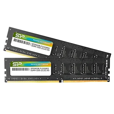 Imagen de Silicon Power Desktop Memory (DDR4 16GB (8GBx2) 3200MHz (PC4 25600) CL22 UDIMM 288 Pin)
