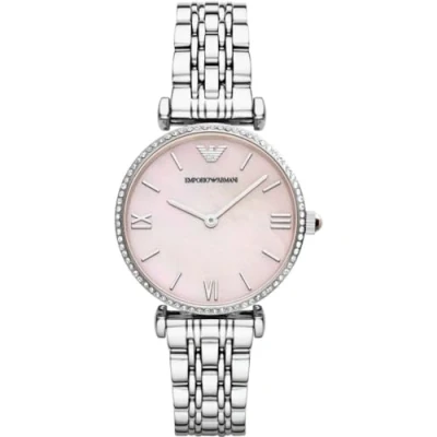 Imagen de Emporio Armani Reloj de mujer, movimiento dos manecillas, caja acero inoxidable plateado 32 mm con correa inoxidable, AR1779, Tono plata y rosa claro