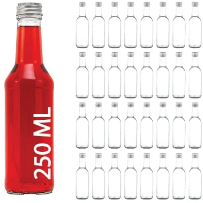Imagen de casavetro Claro Tornillo Superior Botellas de Vidrio vacías 250 ml Tapas giratorias Recargables Reutilizables Tapa Metal Ajustada al Aire para Kombucha Home Brewing Gin Aceite (30 x ml)