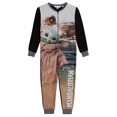 Imagen de Disney The Mandalorian Onesie para Niños Baby Yoda Pijamas Todo en Uno Star Wars Fleece Pjs Ropa de Dormir con Cremallera Gris