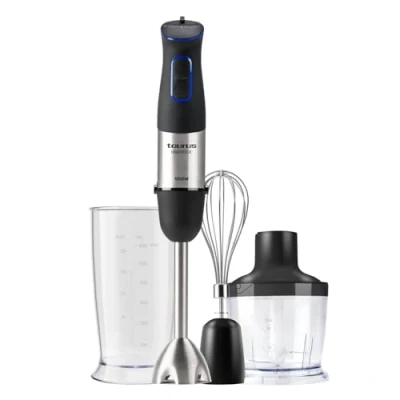 Imagen de Taurus Amazing Batidora de mano AHBA1000X 1000W, 20 velocidades y función Turbo, 4 Cuchillas acero inoxidable, Diseño ergonómico, soft touch, Campana anti salpicaduras, Set accesorios