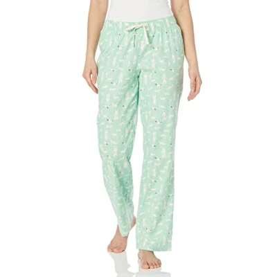 Imagen de Amazon Essentials Pantalón para Dormir de Franela (Disponible en Tallas Grandes) Mujer, Verde Menta Animales del Bosque, XXL
