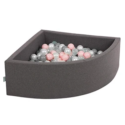 Imagen de KiddyMoon 90X30cm/300 Bolas Piscina De ∅ 7Cm para Ninos Cuarto Angular Hecha En La UE, Grisos:Perla/Gris/Transparente/Rosaclr