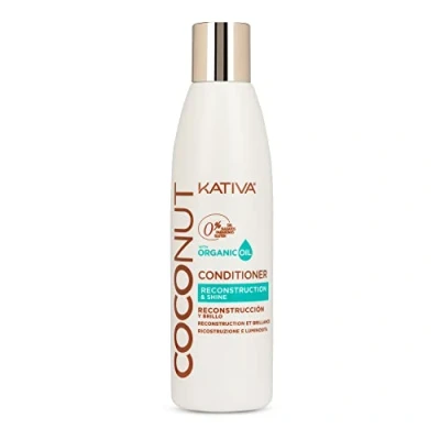 Imagen de Kativa Coconut Acondicionador Pelo 250 ml Reconstrucción, Brillo e Hidratación Cabello muy Dañado, Sensibilizado, Seco Aceite de Coco Orgánico
