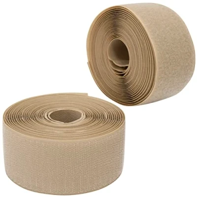 Imagen de AERZETIX C66007 Cinta/rollo de scratch 50mm 5 metros auto agarre organizador/sujetacables tira enganche bolsa prenda correa color: beige oscuro en poliamida y poliéster