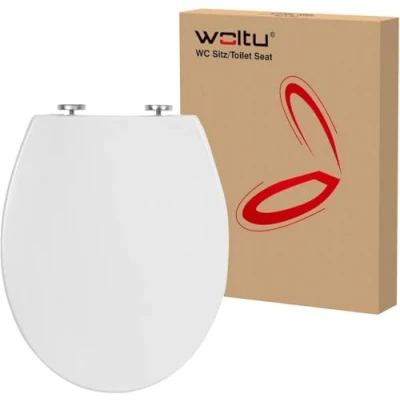 Imagen de WOLTU Tapa de WC Inodoro Asiento Bisagra Cierre Suave Instalar Rápida Antibacteriano