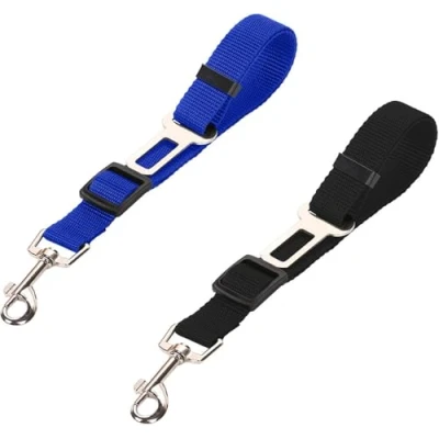 Imagen de pangutheos 2 Piezas Cinturon Perro Coche, Ajustable Correa Universal Seguridad Coche para Todas Las Razas Perros y Gatos