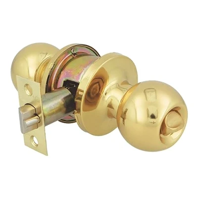 Imagen de Amig Pomo Puerta Entrada Con Picaporte de 60/70 mm Bola en Ambos Lados Cerradura y Condena Sistema Antitarjeta Para Puertas Madera Dorado Brillo