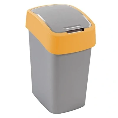 Imagen de CURVER Papelera con tapa basculante (50 L), color plateado y naranja