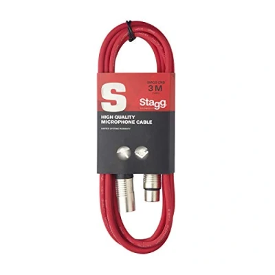 Imagen de Stagg 3 m cable XLR a conector para micrófono de calidad, rojo