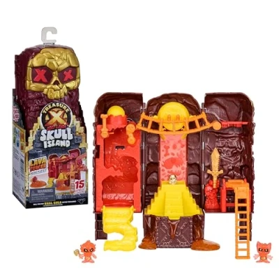 Imagen de TREASURE X Lost Lands Skull Island Lava Tower Micro Playset, 15 Niveles de Aventura. Sobrevive a Las trampas y descubre 2 Figuras acción tamaño Micro. ¿Encontrarás un Tesoro bañado en Oro Real?