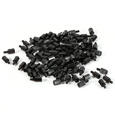 Imagen de 100 Piezas M3 Separador Macho Hembra Nylon PCB Espaciador Tornillos Cilíndricos Hexagonales Kit Surtido 8mm + 6mm (Negro)