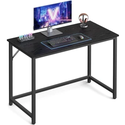 Imagen de VASAGLE Escritorio, Mesa Oficina Pequeña y Estación Trabajo, para Teletrabajo, Estudio, Dormitorio, 50 x 100 76 cm, Estilo Industrial, Estructura Metal, Negro Ébano Tinta LWD041B56