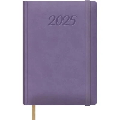 Imagen de Dohe Agenda 2025 Día por Página, Tamaño A5 (15x21 cm), 12 Meses Enero a Diciembre, Tapa Dura de Polipiel, Planificador en Español, Material Oficina SAMBA Morado
