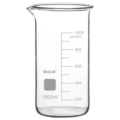 Imagen de stonylab Vaso de Vidrio, Paquete 1, alto Graduado Vidrio Borosilicato con Pico Vertedor, Laboratorio, 1000 ml