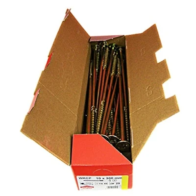 Imagen de Klimas Tornillos para madera de cabeza multiusos plato torx construcción tejado amarillo 10x300 mm 25 uds.